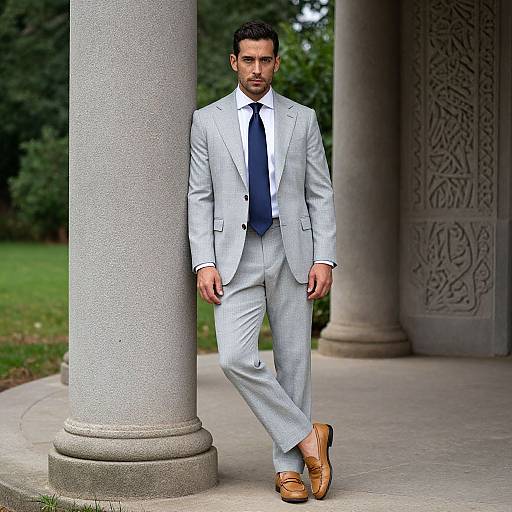 Modern Gentleman Amid Ancient Pillars