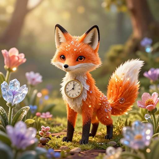 Clockwork Fox in Crystallized Garden