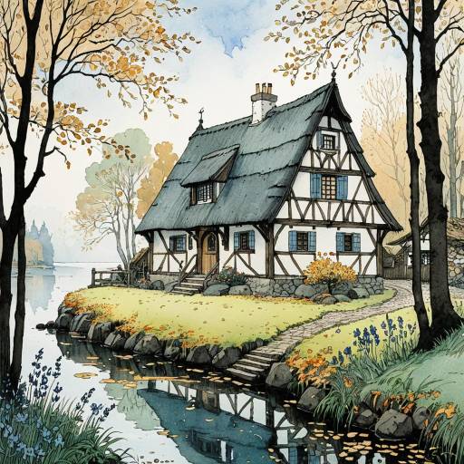 Charming Flemish Cottage by Lakeshore in Autumn
