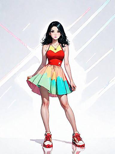 Woman in Red Halter Neck Dress