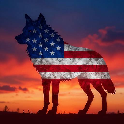 Stylized Wolf with American Flag