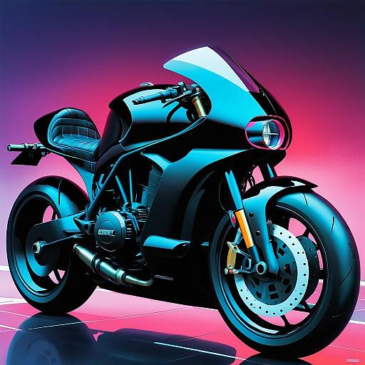 Vibrant Black Ducati Motorcycle in Comic Style