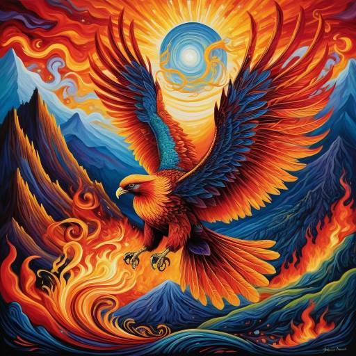 Majestic Phoenix Amid Vibrant Flames Majestic Phoenix Amid Vibrant Flames