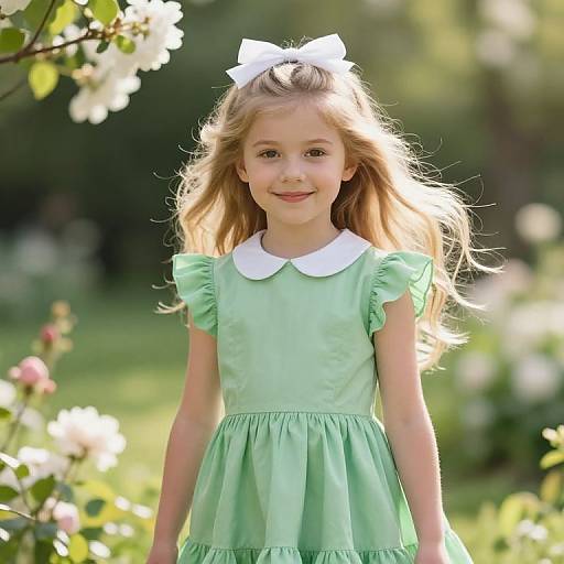 Young Girl in Sunlit Garden