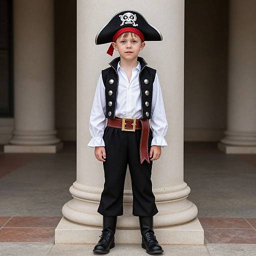 Boy in Pirate Costume by Column