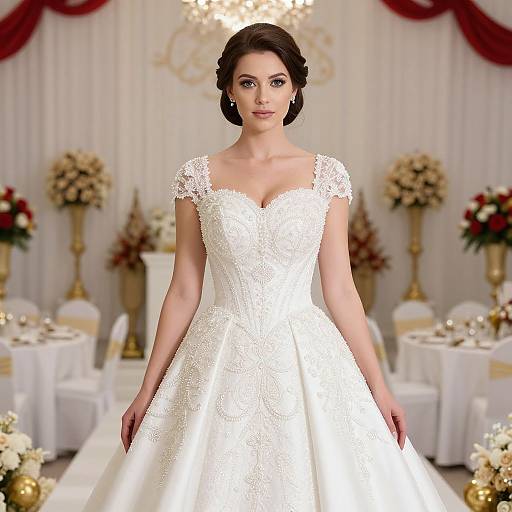 Elegant Bride in Ornate Wedding Dress