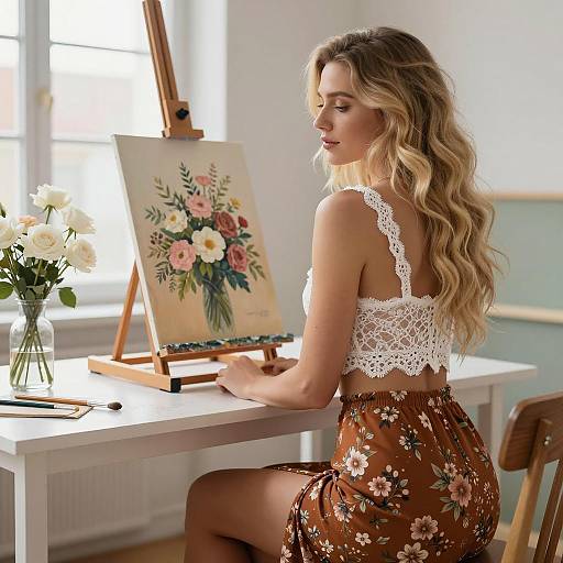 Artistic Woman in a Bright Studio