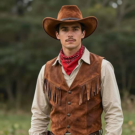 Handsome Cowboy Halloween Portrait in Nature