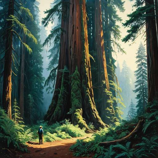 Lush Redwood in Watercolor Style