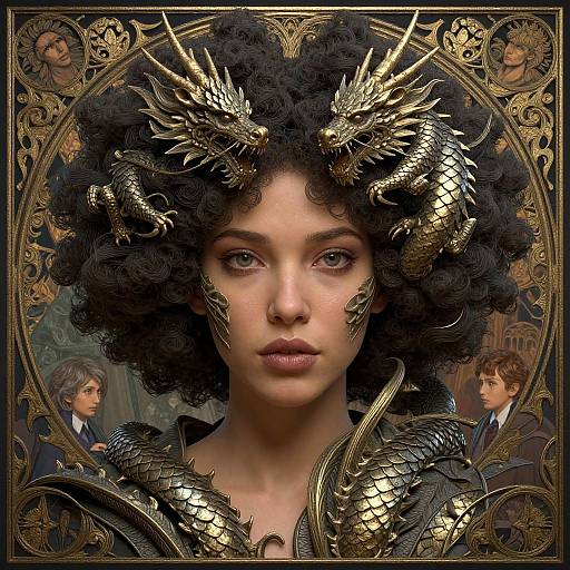 Dragon Scale Afro Fantasy Portrait