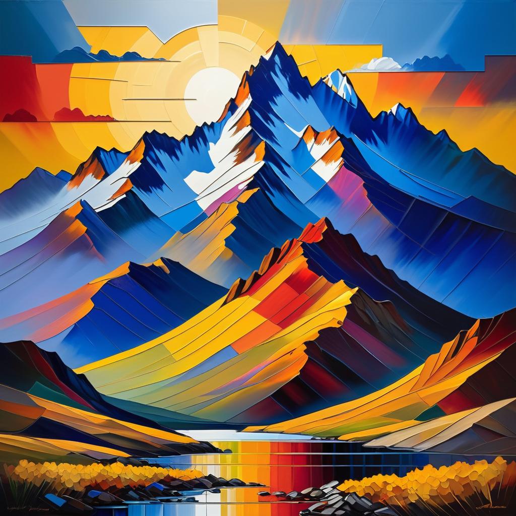 Vivid Eagle Mountain Range in Mondrian Style