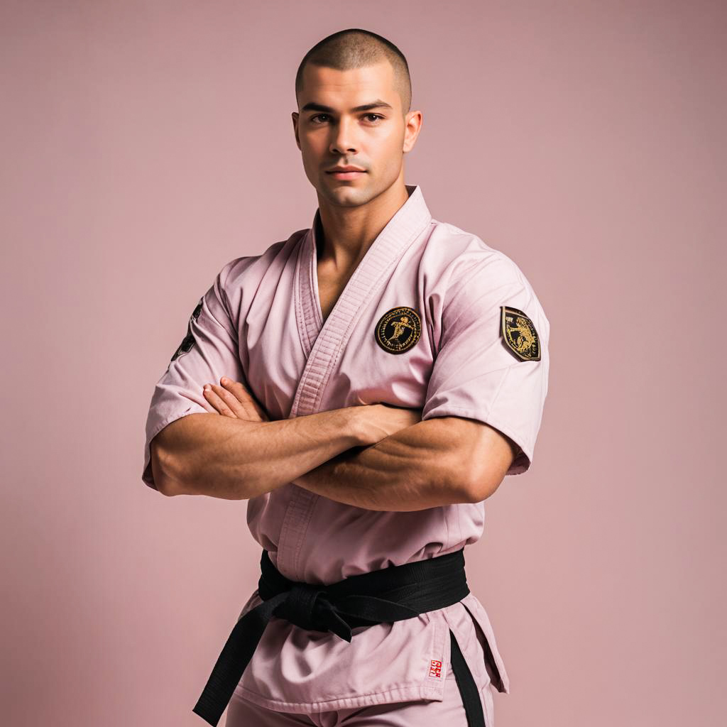 Dynamic Karate Coach in Studio Setting