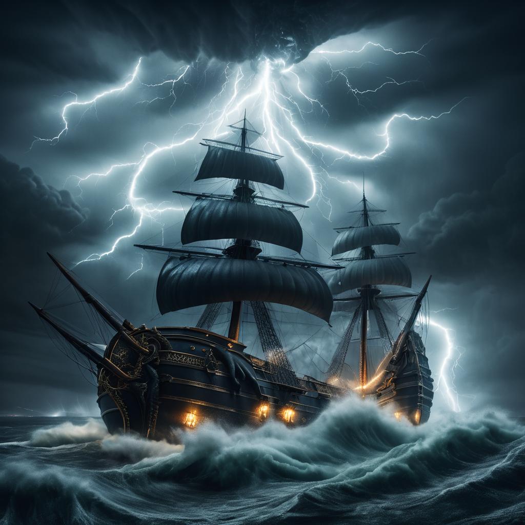 Dramatic Kraken Battle in Stormy Seas