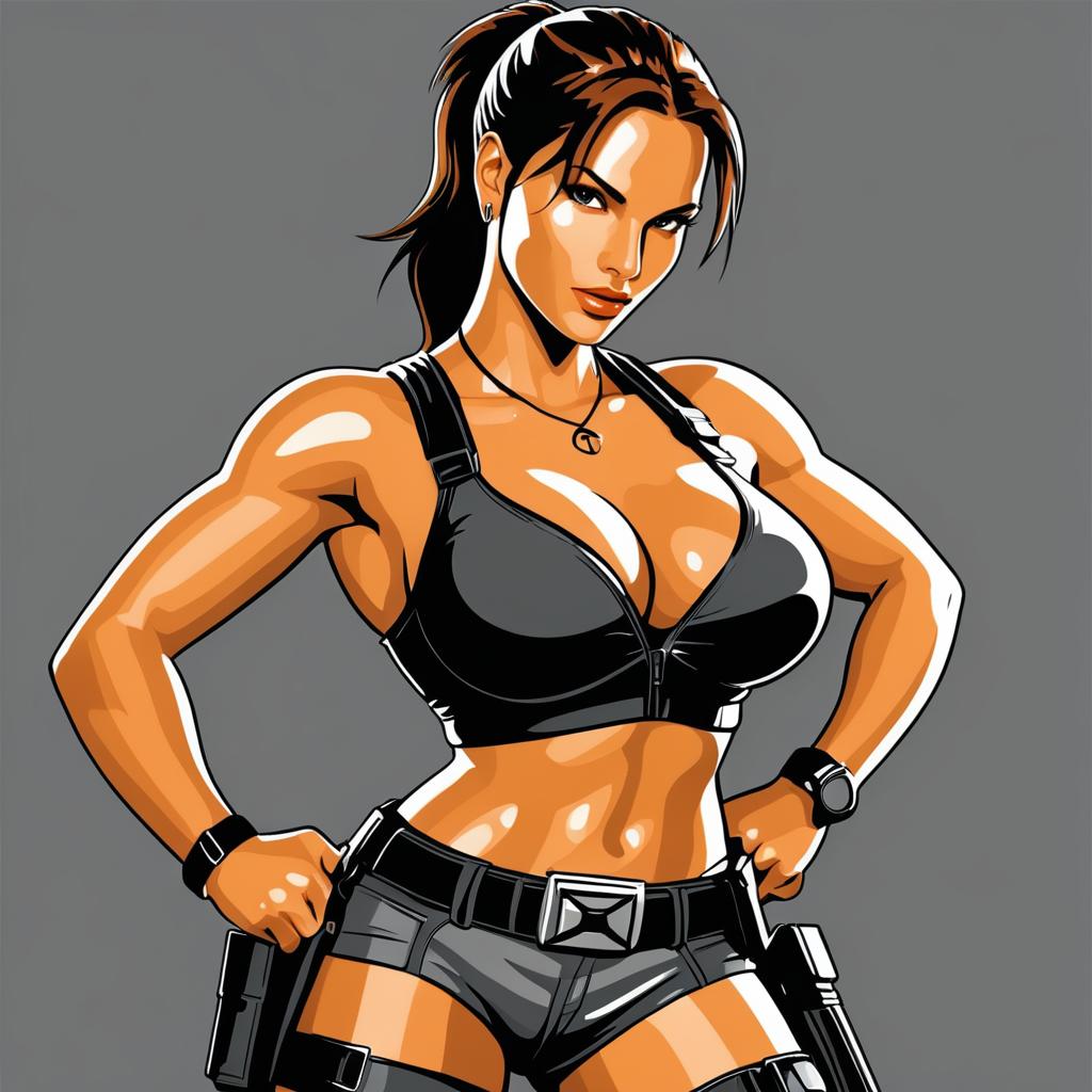 Hip-Hop Lara Croft Vector Illustration