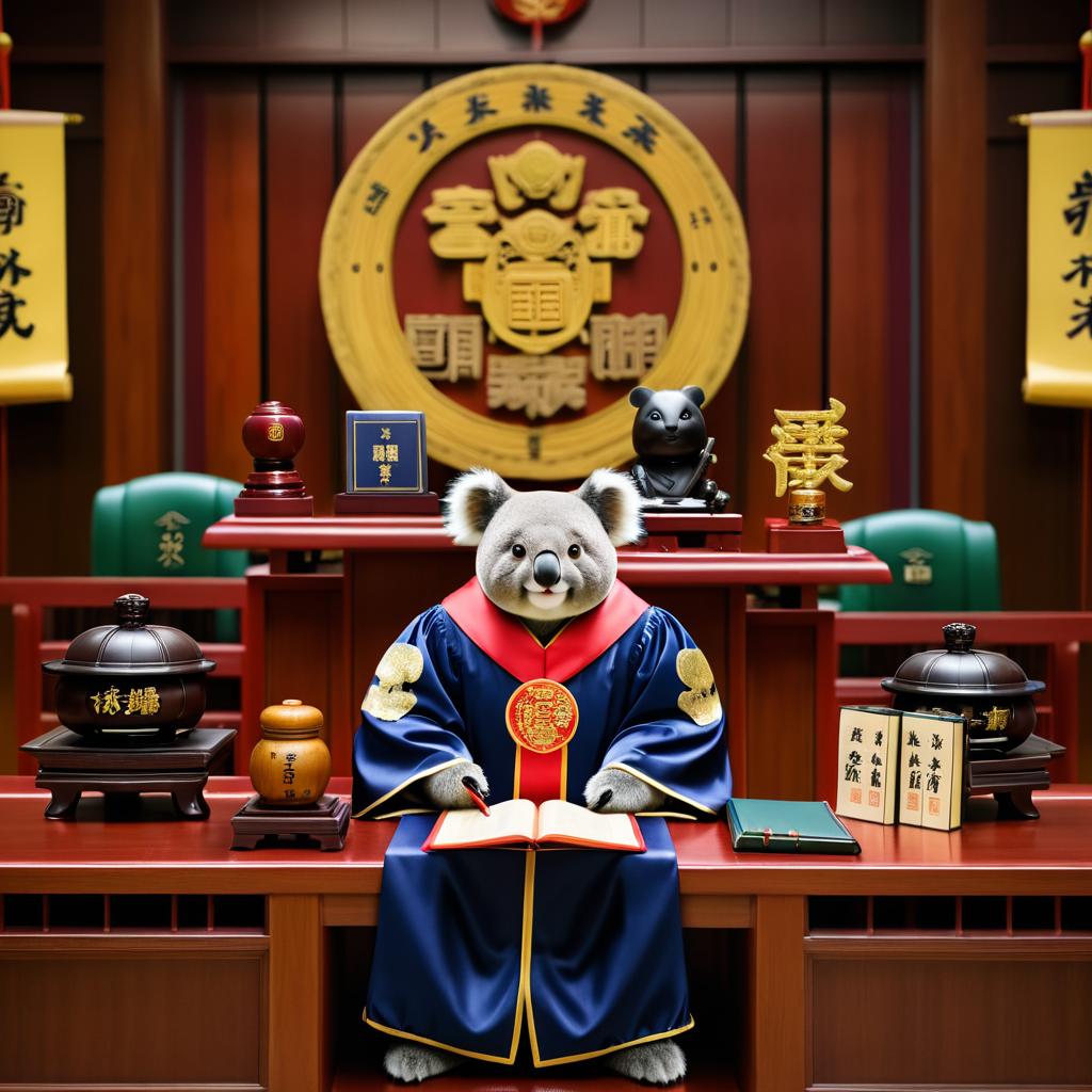 Koala Judge in Taiwanese Courtroom Scene