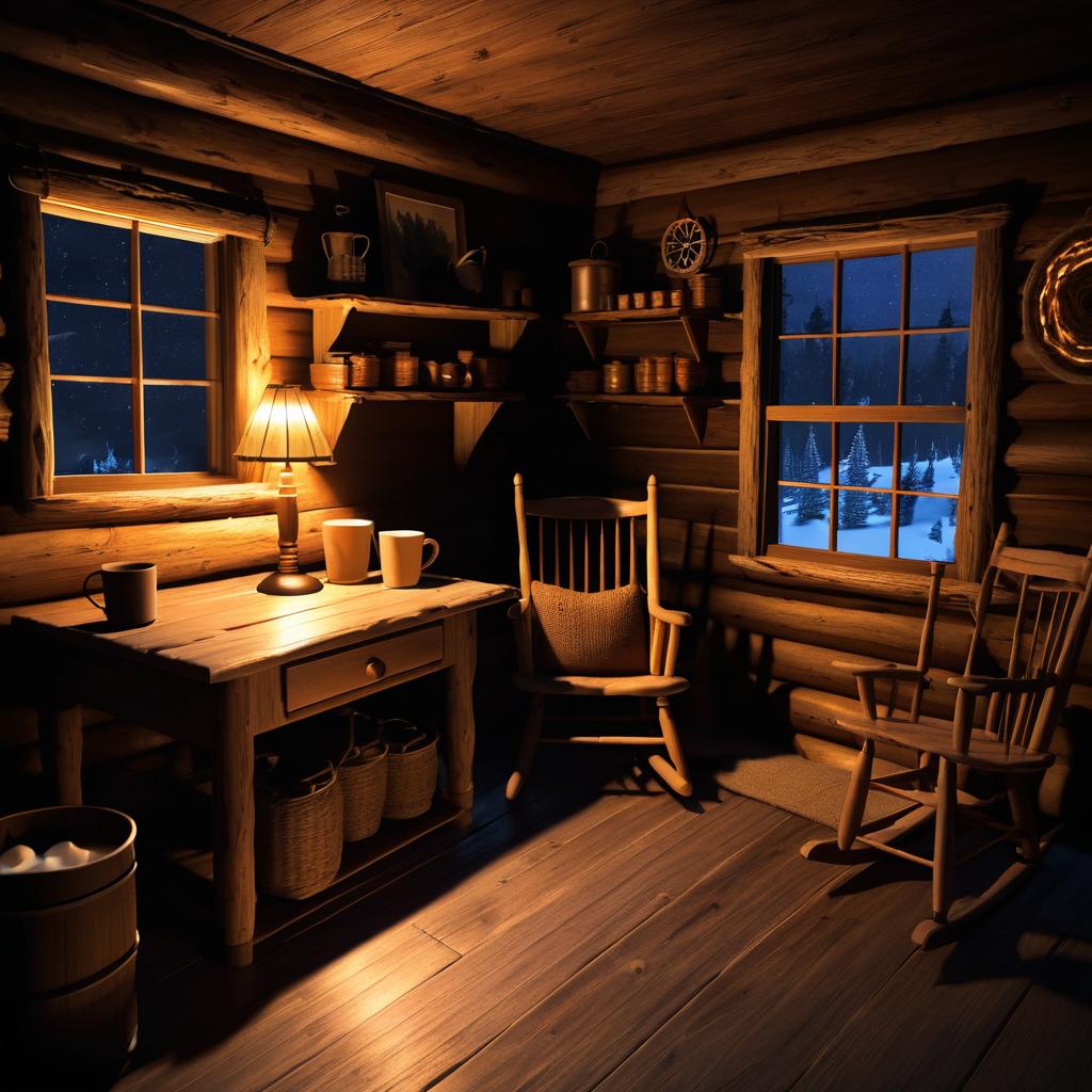 Cozy Rustic Cabin Night Ambiance