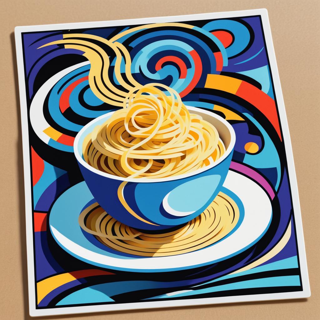 Cubist Surrealism Noodles Sticker Design