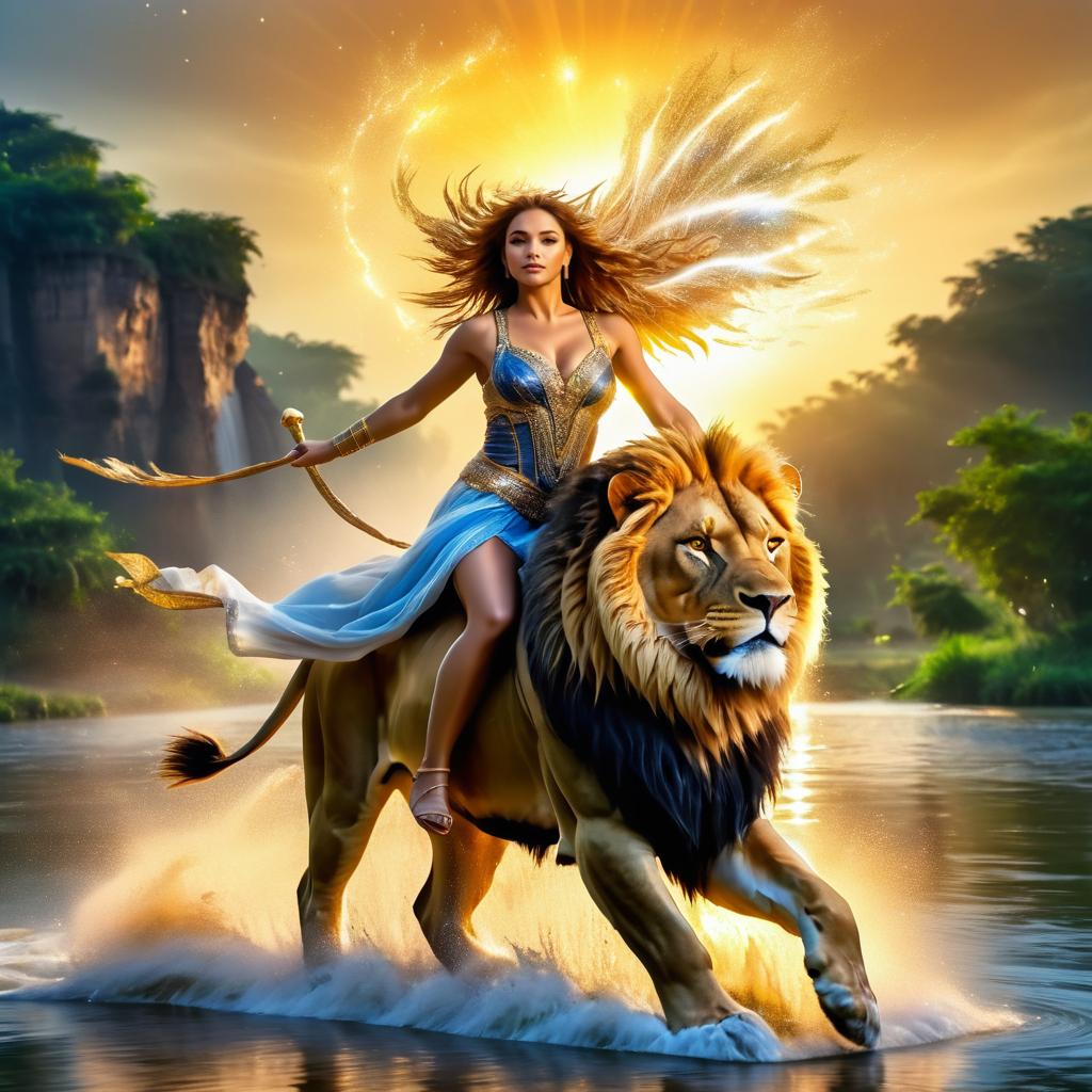 Enchanting Lion and Woman at Dawn