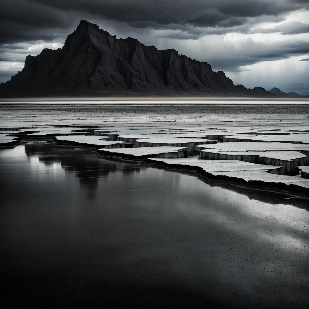 Moody Salt Flats with Dramatic Cliffs