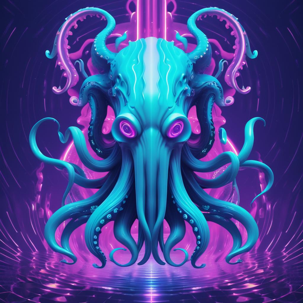 Glitchy Anthropomorphic Octopus Deity