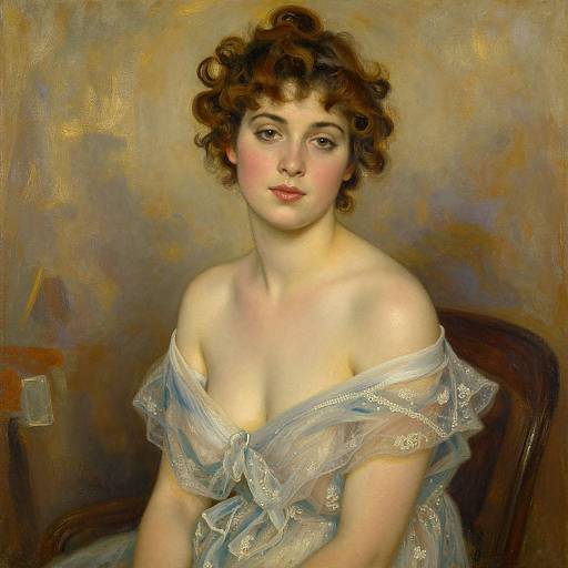 Vintage Oil Portrait of Elegant Woman