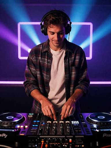 Male DJ Mixing Music in Nightclub