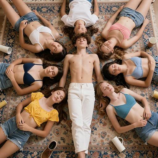 Chill Vibes: Teens on a Colorful Rug