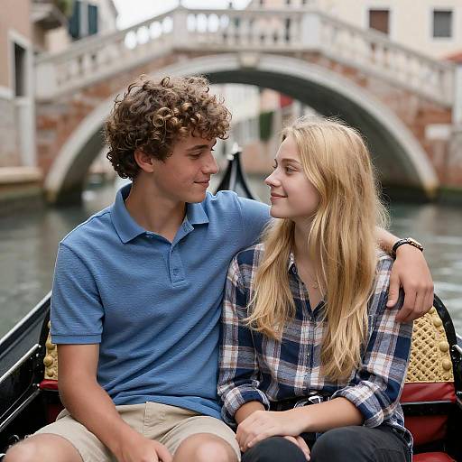 Romantic Gondola Ride with Young Couple