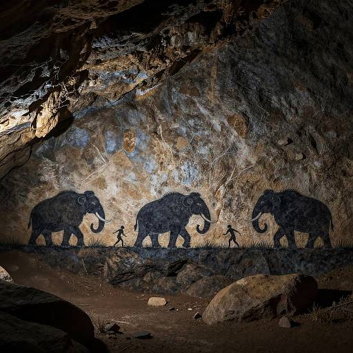 Minimalist Prehistoric Cave Life Panorama