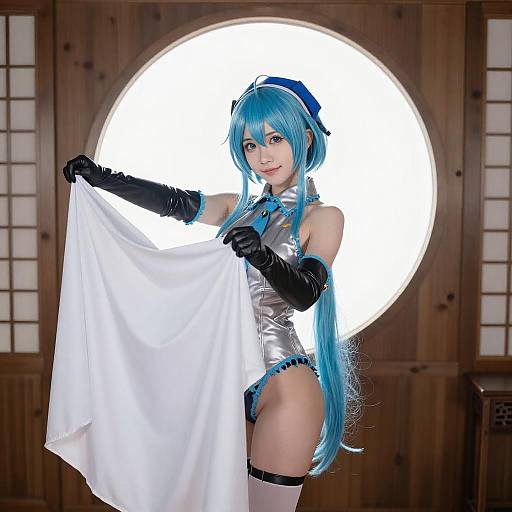 Blue-Haired Anime Woman with Light