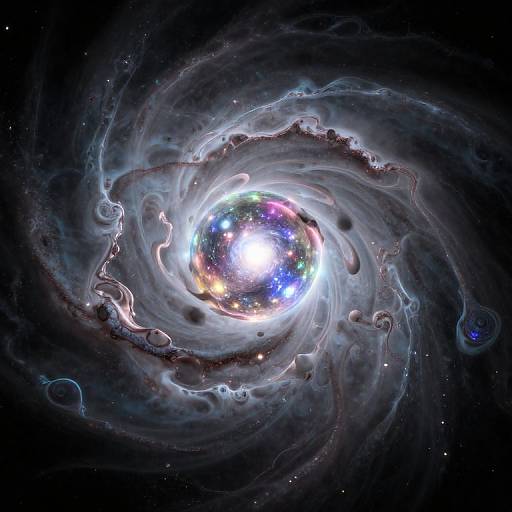 Surreal Liquid Nebula with Cosmic Orb