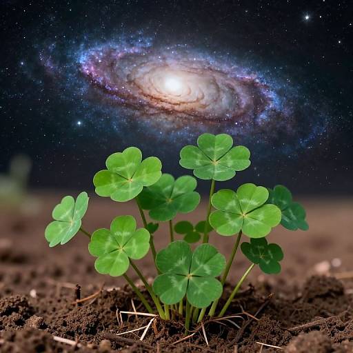 Vibrant Clovers Under Cosmic Night