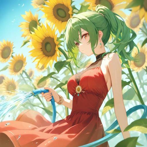 Kazami Yuuka in a Sunflower Field
