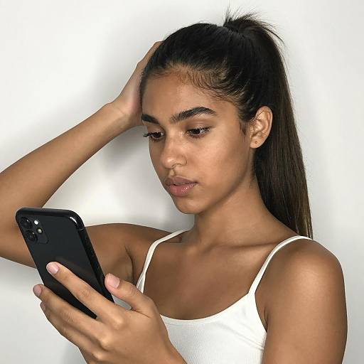 Selfie of a Young Woman with Smartphone