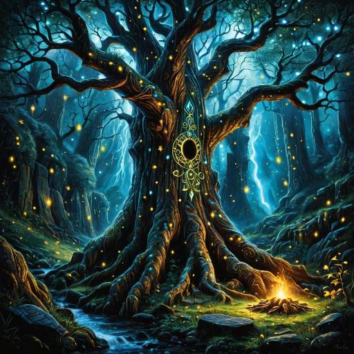 Enchanted Ancient Tree with Glowing Runes