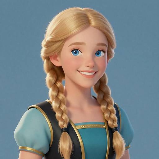 Smiling Girl in Teal and Black