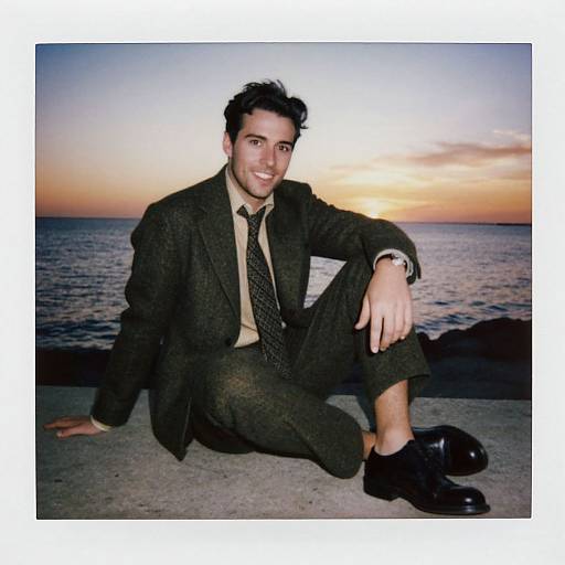 Man in Tweed Suit at Sunset