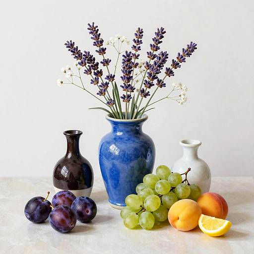 Impressionist Still Life with Vase and Fruit