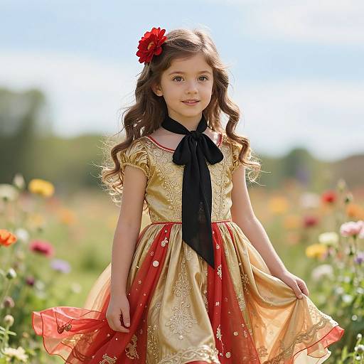 Elegant Girl in Sunlit Garden