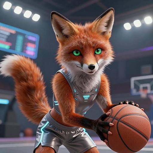Futuristic Athletes: Anthro Fox Basketball Star