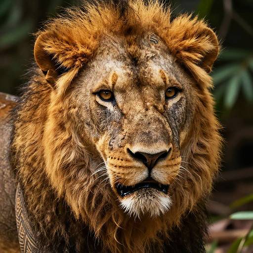 Human-Lion Hybrid Face Close-Up
