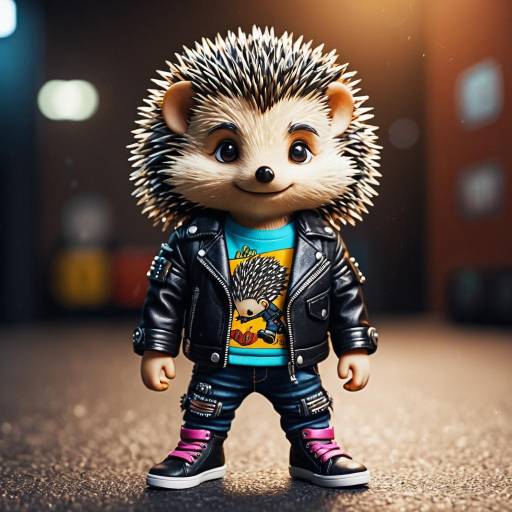 Chibi Hedgehog in Punk Leather Jacket