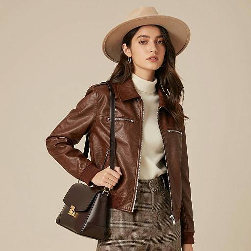 Chic Vintage Fashion with Leather and Plaid