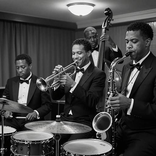 Intense Jazz Performance in Black and White