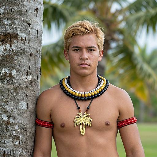 Polynesian Male in Traditional Costume