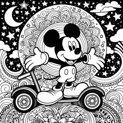 Mickey Mouse Psychedelic Coloring Page