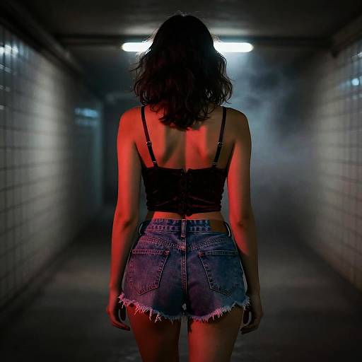 Cinematic Backlit Woman in Subway