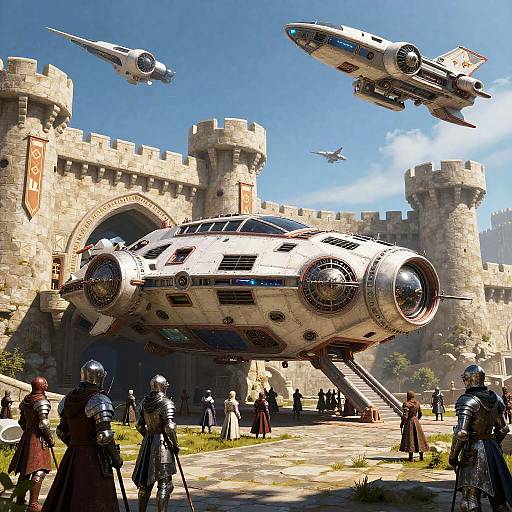 Medieval Spaceship in Stone Fortress