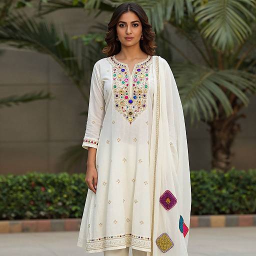 Elegant Embroidered Frock with Chiffon Dupatta
