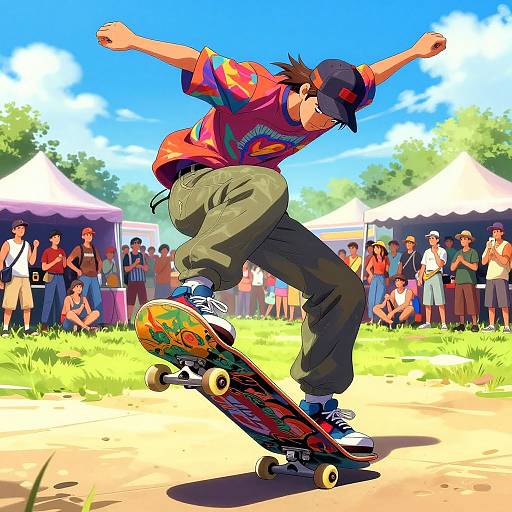 1990s Anime Skateboard Festival Action